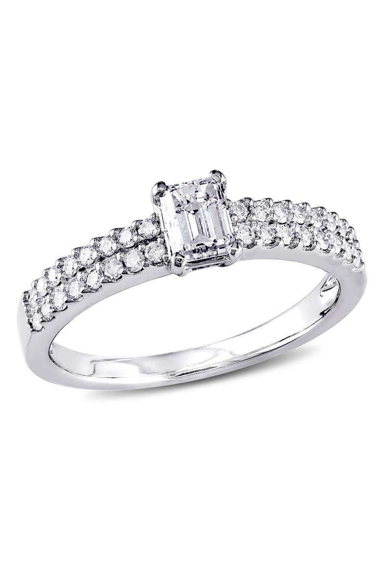 Diamond Emerald Cut Engagement Ring 14k, Main, color, 14k White Gold