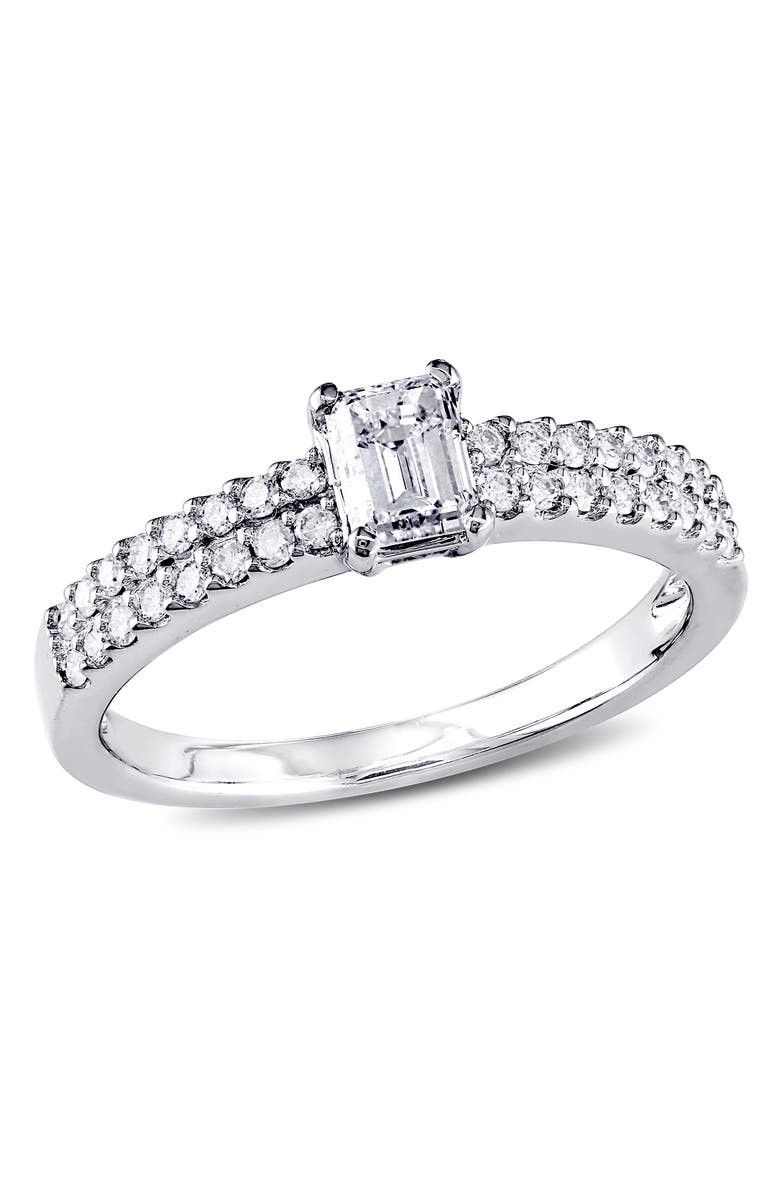 Julianna B. Diamond Emerald Cut Engagement Ring 14k, Main, color, 14K White Gold
