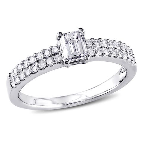 Diamond Emerald Cut Engagement Ring 14k