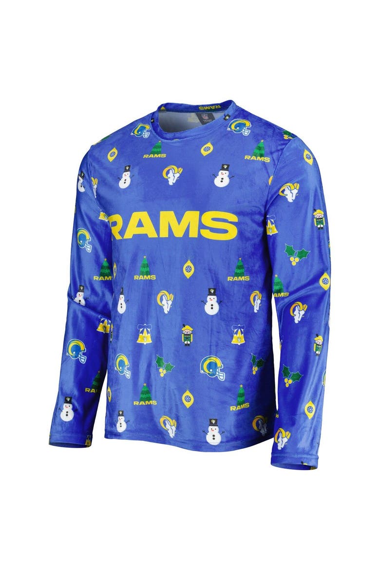 Men's FOCO Royal Los Angeles Rams Holiday Repeat Long Sleeve T-Shirt, Alternate, color, Royal