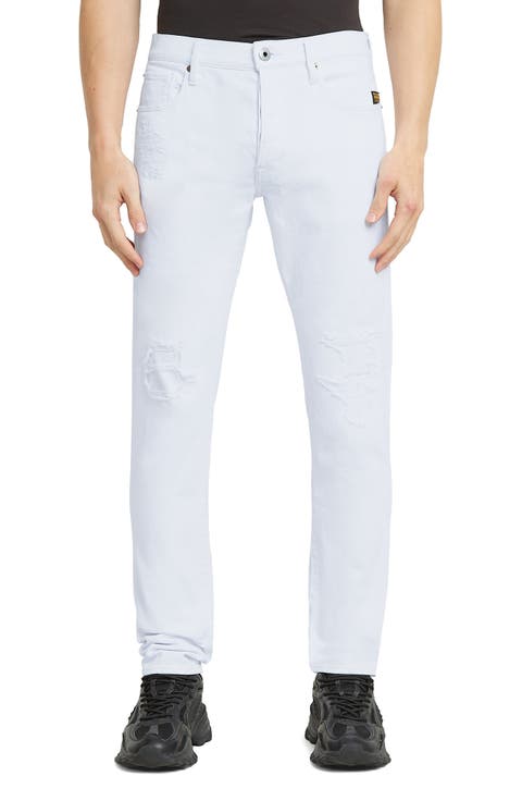 3301 Slim Fit Jeans (Paper White Destroyed) (Regular & Tall)
