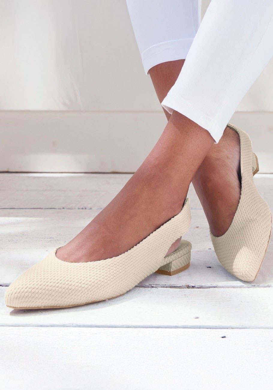 Textured Slingback Ballet Flats, Alternate, color, Beige