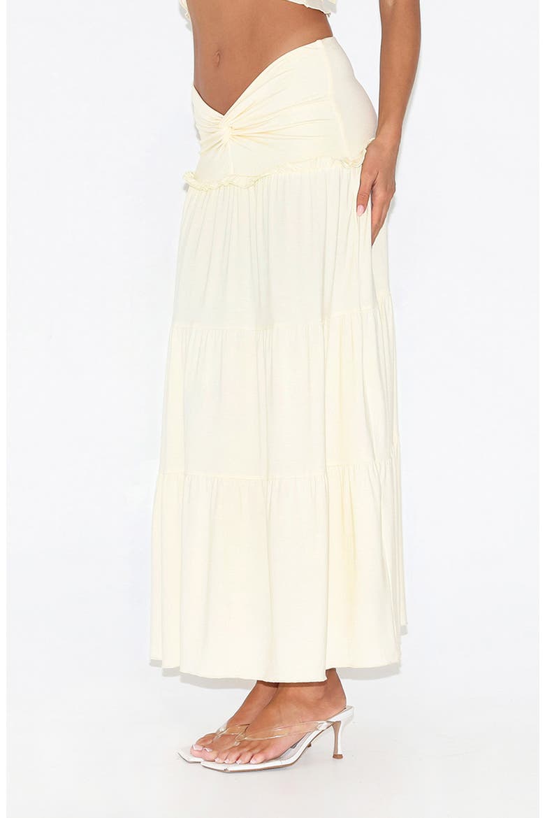 Katya Knot Low Rise Tiered Maxi Skirt, Alternate, color, WHITE