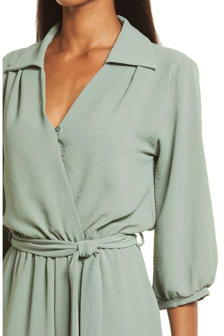 Tie Waist Long Sleeve Jumpsuit, Alternate, color, OLIVE