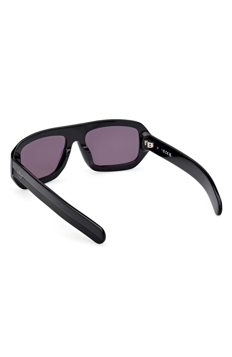 adidas 58MM Navigator Sunglasses, Alternate, color, Shiny Black / Smoke