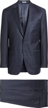 Peter Millar Flynn Classic Fit Navy Windowpane Check Wool Suit