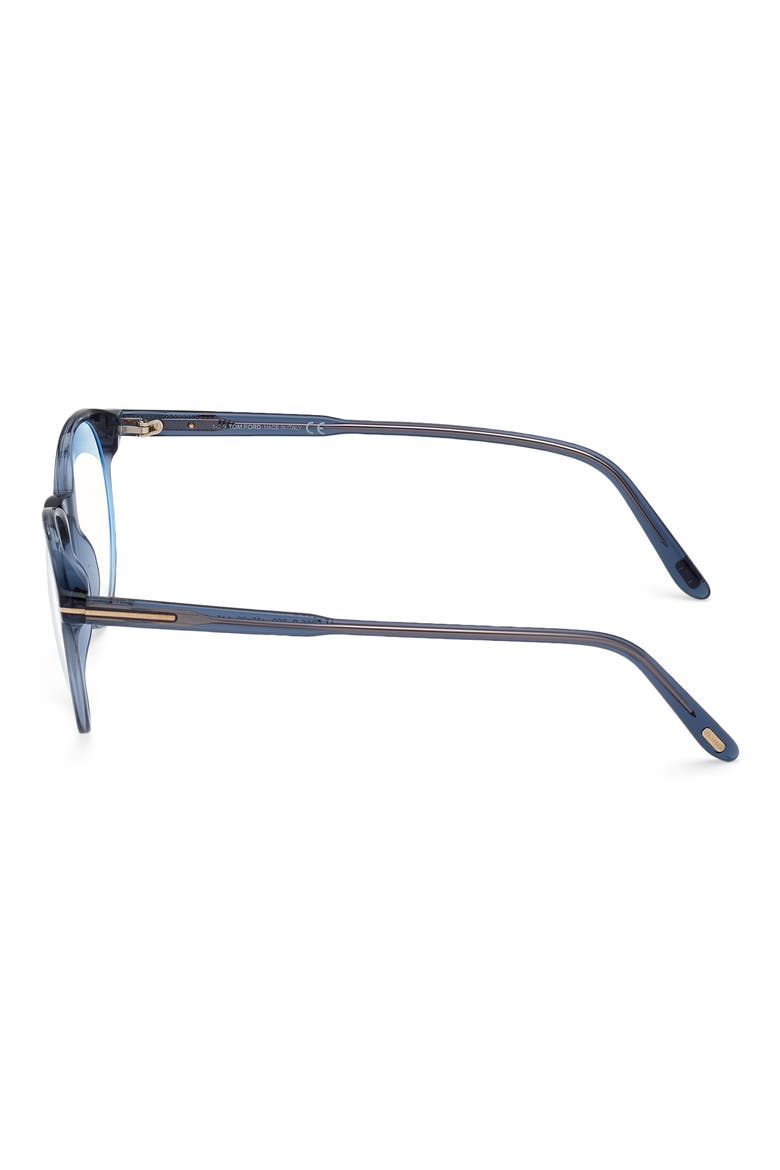 49mm Round Blue Light Blocking Glasses, Alternate, color, SHINY BLUE / BLUE BLOCK
