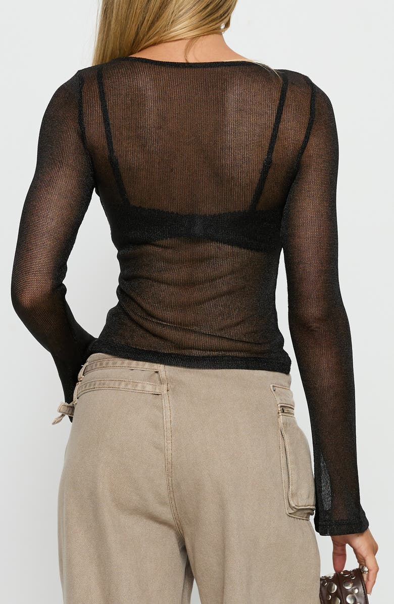 Princess Polly Perfect Mirage Metallic Sheer Crop Sweater, Alternate, color, Black