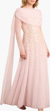 Needle & Thread Moonlight Sequin Draped Long Sleeve Gown