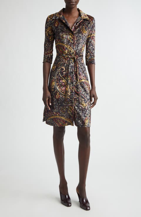 Print Paisley Jacquard Shirtdress