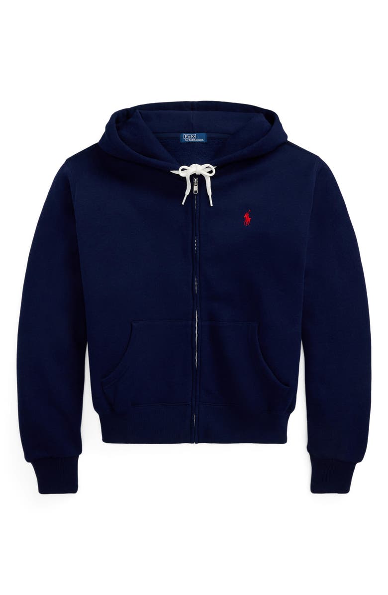 Polo Ralph Lauren Arctic Fleece Shrunken Fit Zip-Up Hoodie, Alternate, color, Cruise Navy