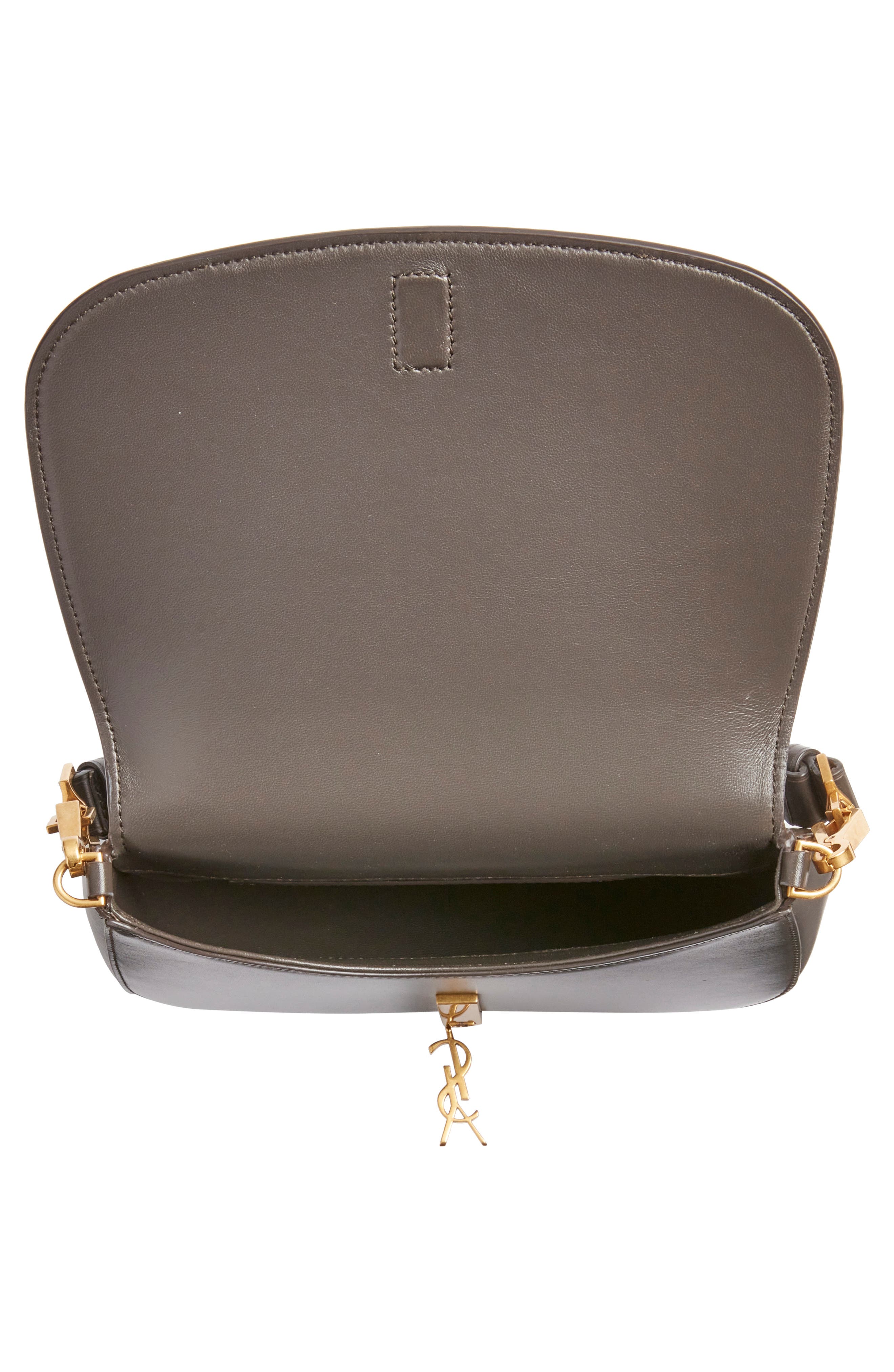 Saint Laurent Voltaire Box Leather Top Handle Bag, Alternate, color, Urban Grey