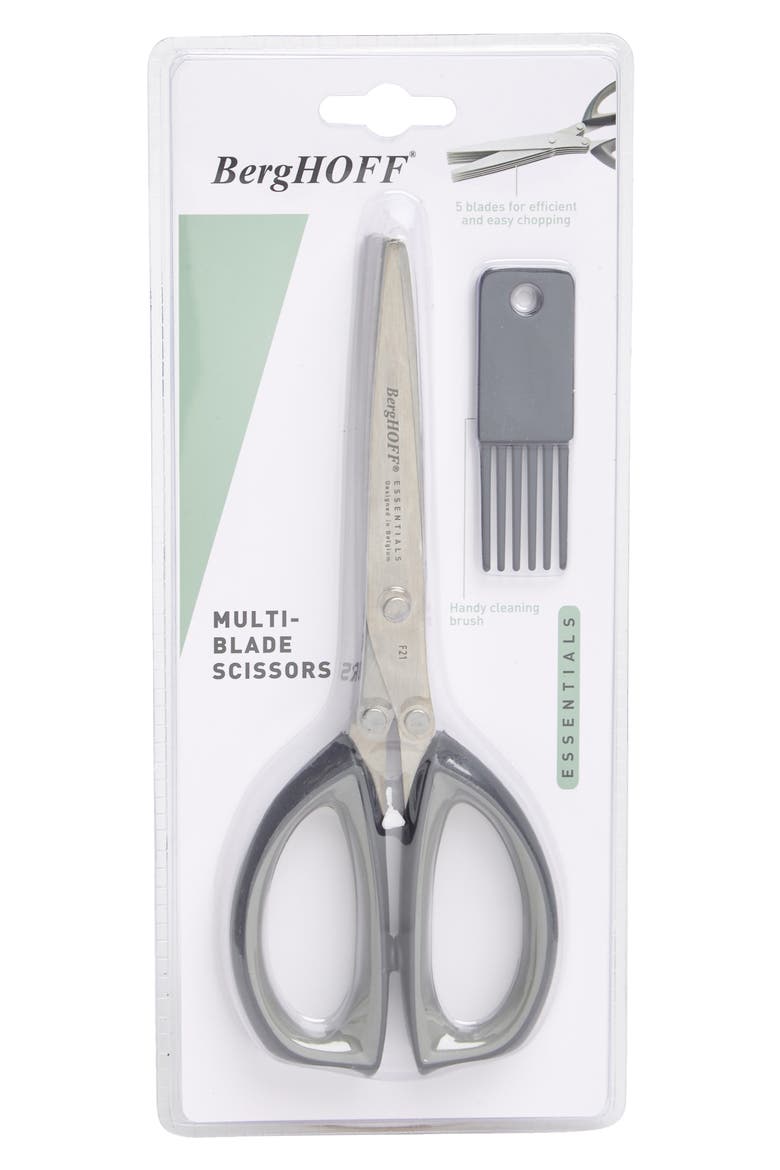 Essentials Stainless Steel 5-Blade Scissors., Main, color, WHITE