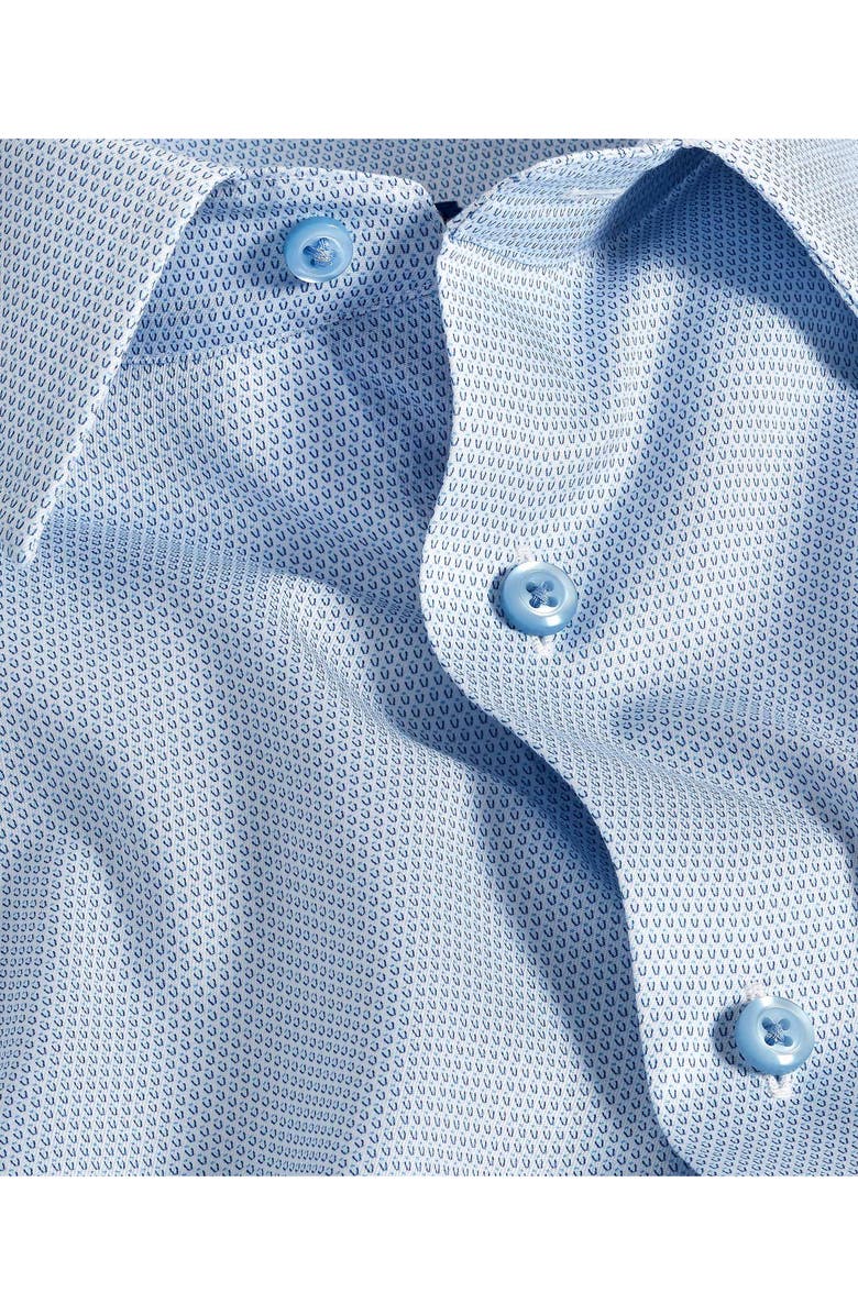 David Donahue Slim Fit Neat Cotton Dress Shirt, Alternate, color, White/ Blue