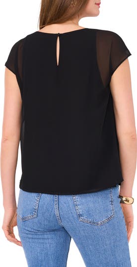 Mesh Overlay Georgette Top