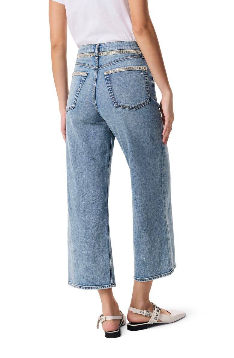 rag & bone Andi Embellished High Waist Ankle Wide Leg Jeans, Alternate, color, 