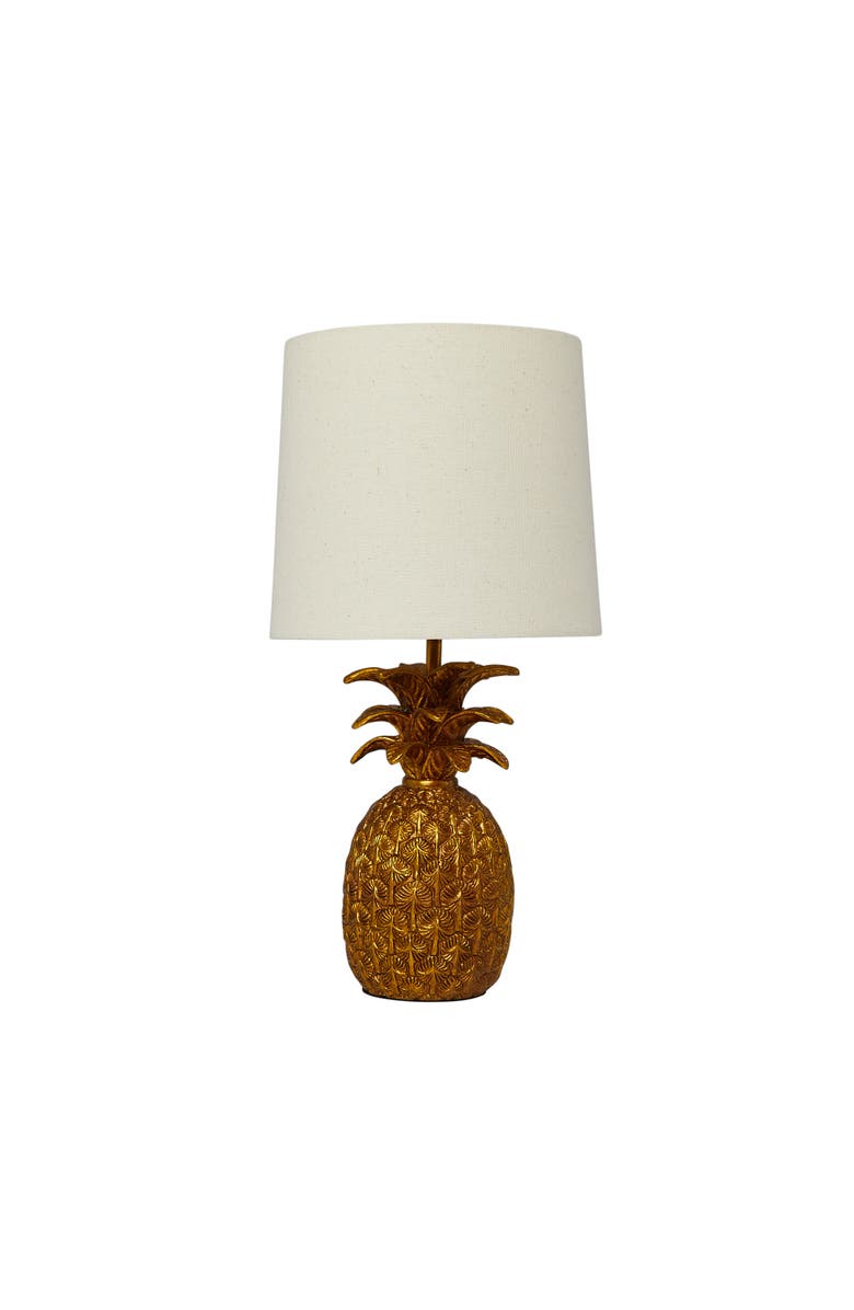 Storied Home Pineapple Table Lamp with Shade, Main, color, Gold