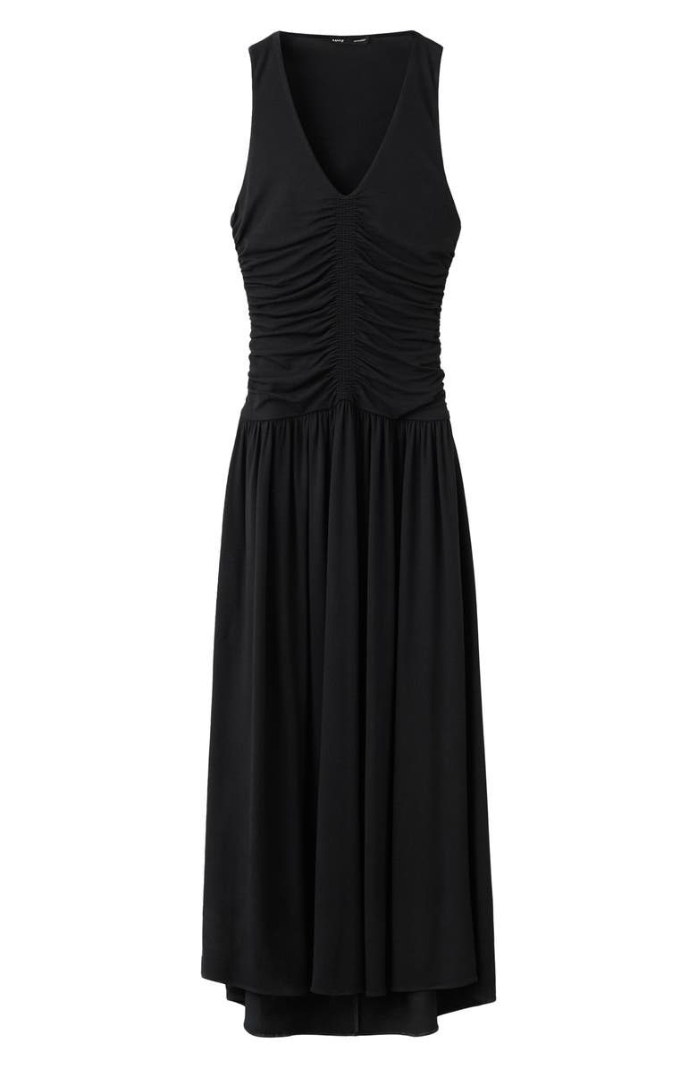 MANGO Ruched Sleeveless Maxi Dress, Alternate, color, Black