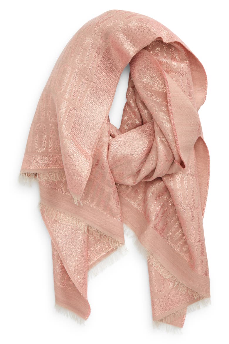Logo Metallic Jacquard Scarf, Main, color, PINK