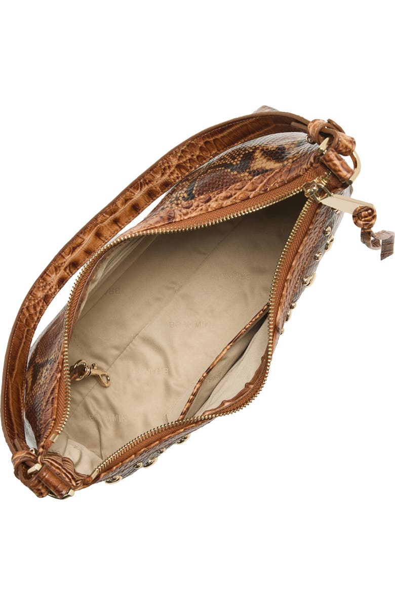 Brahmin Olivia Snakeskin Embossed Leather Shoulder Bag, Alternate, color, Cinnamon