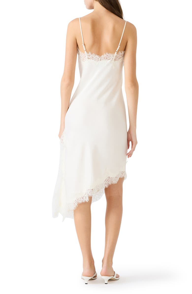 Steve Madden Danna Lace Trim Asymmetric Slipdress, Alternate, color, Cream