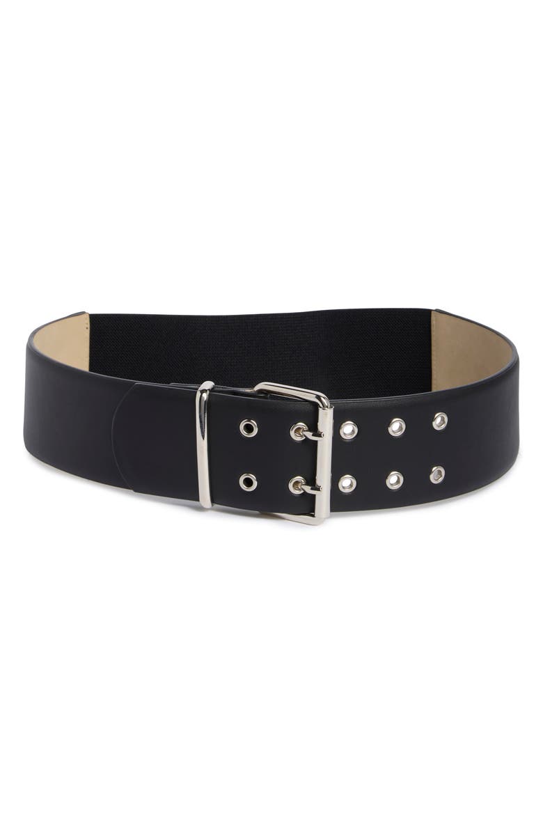 Steve Madden Textured Stretch Belt, Main, color, Black