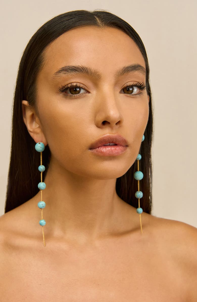 Cult Gaia Atum Linear Drop Earrings, Alternate, color, Ibiza Turquoise