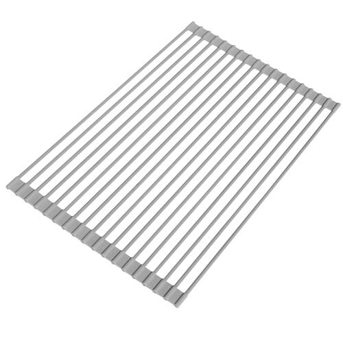 Better Houseware Over The Sink Roll Up Drying Rack, Silicone And Stainless Steel In Gray