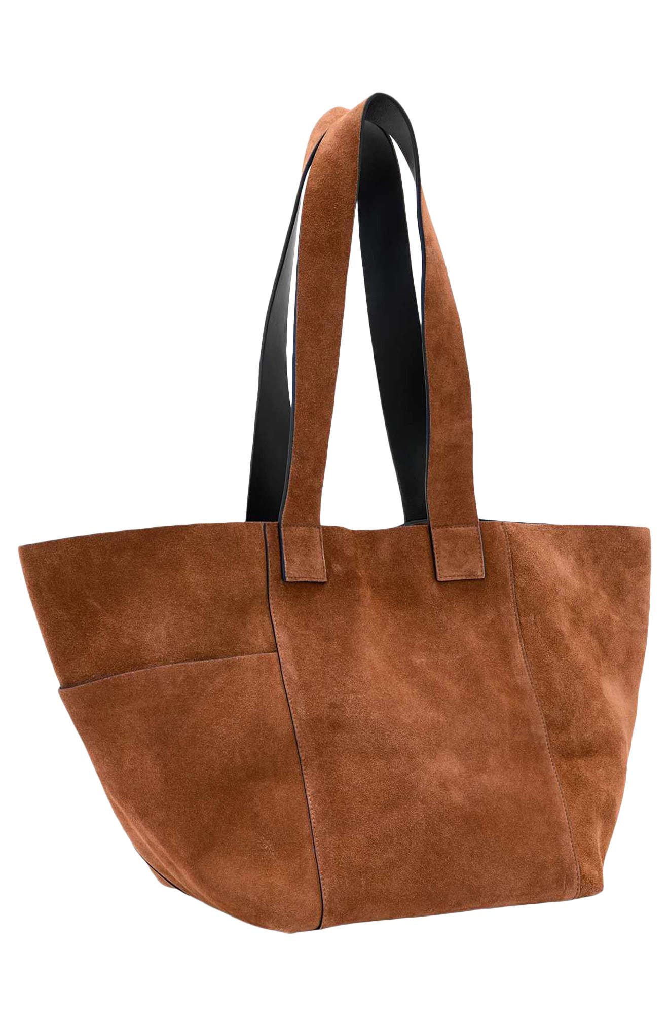 Alba Suede East/West Tote, Alternate, color, COGNAC BROWN