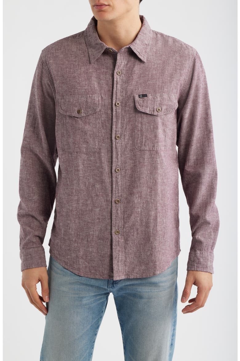 Miller CPO Linen & Cotton Button-Up Shirt, Main, color, SIERRA CURRANT