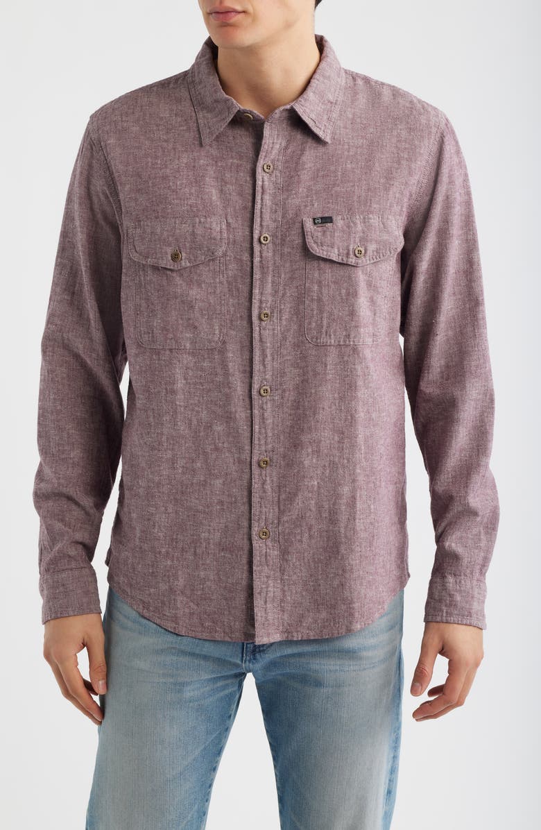 AG Miller CPO Linen & Cotton Button-Up Shirt, Main, color, Sierra Currant
