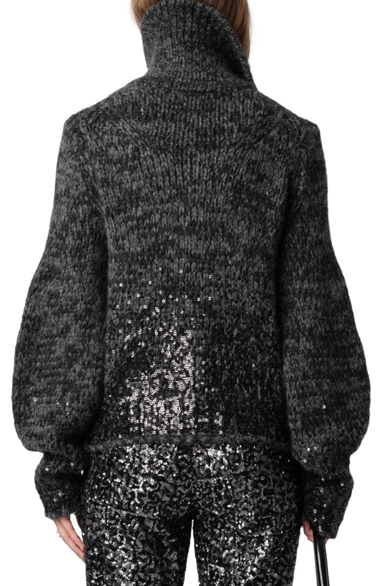 Zadig & Voltaire Tylia Sequin Turtleneck Cardigan, Alternate, color, 