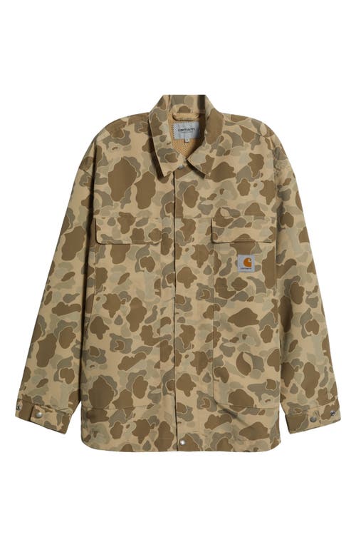 Carhartt Work In Progress Liam Camo Poplin Jacket In Camo Duck Desert