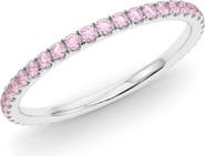 HauteCarat Petite Fancy Pink Lab Created Diamond Eternity Ring