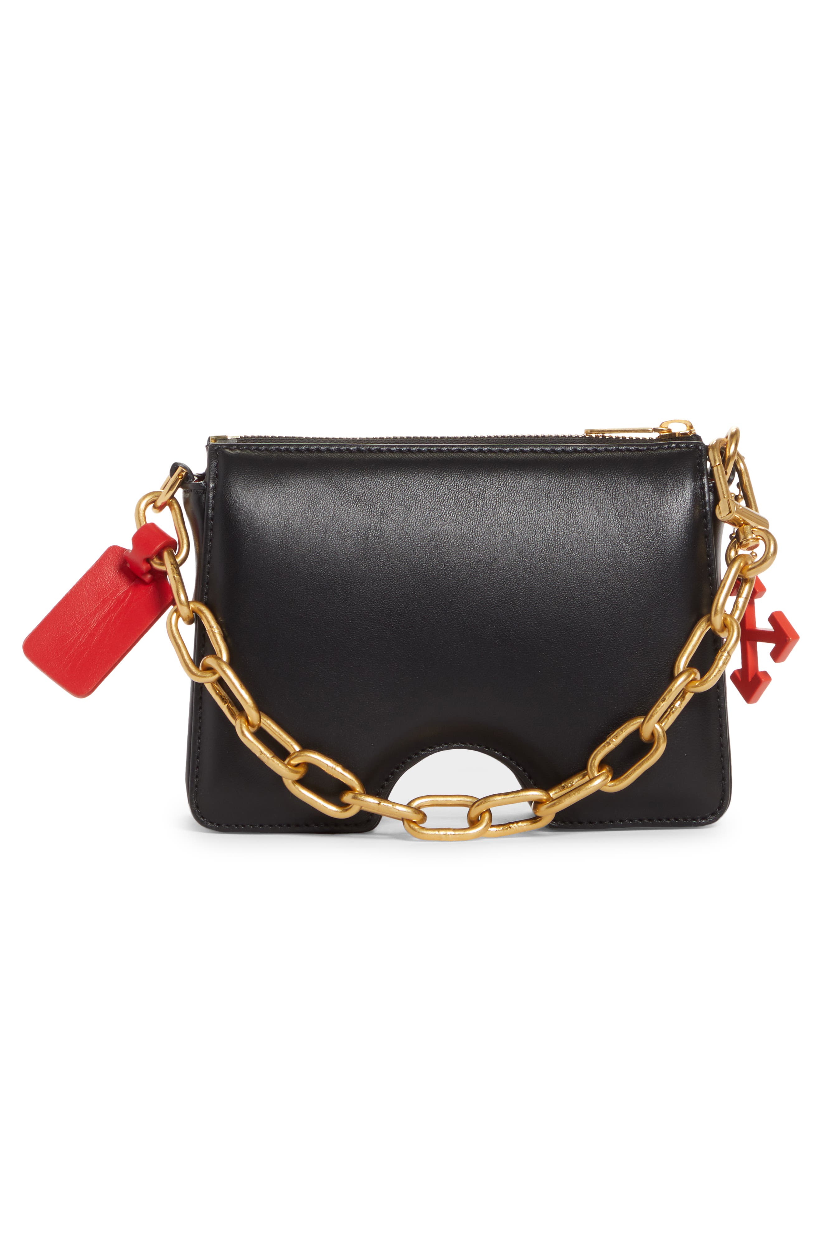 Off-White Burrow Leather Clutch, Alternate, color, 