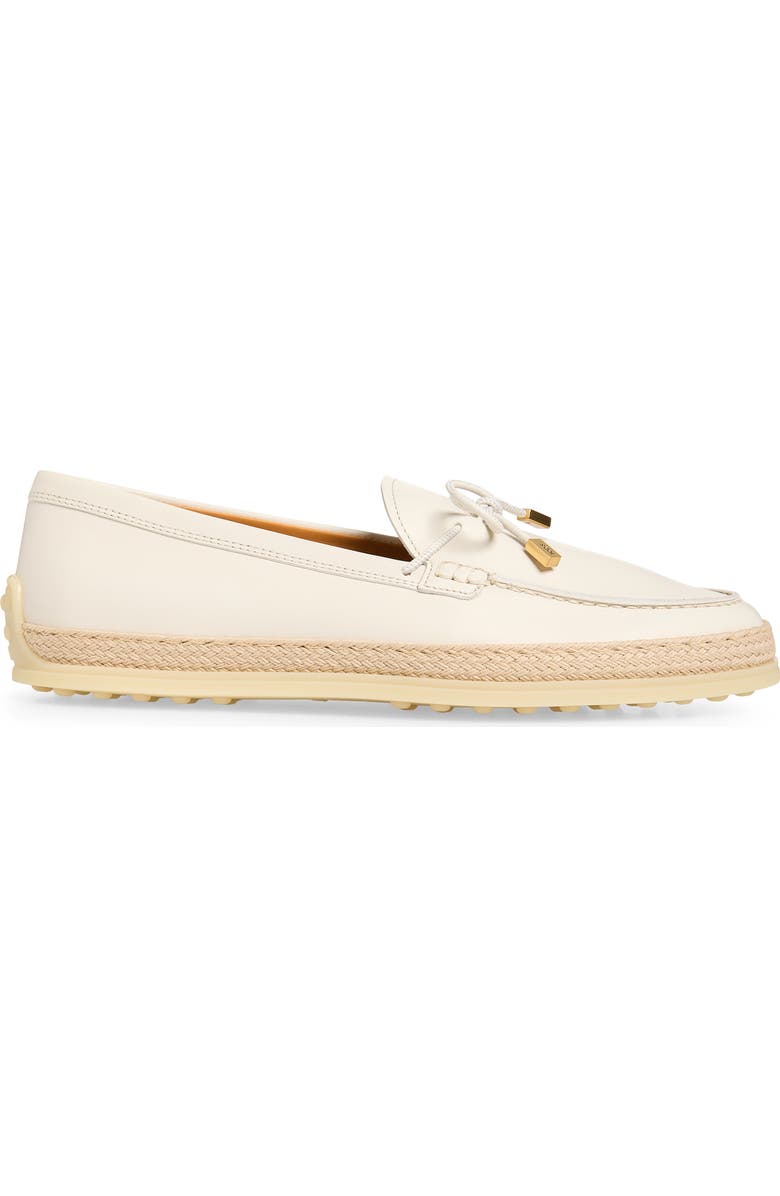 Tod's Raffia Trim Boat Shoe, Alternate, color, Bianco Calce