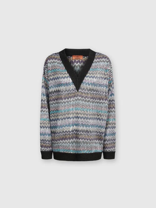 Shop Missoni Oversized V-neck Sweater With Sequins In Multicoloured