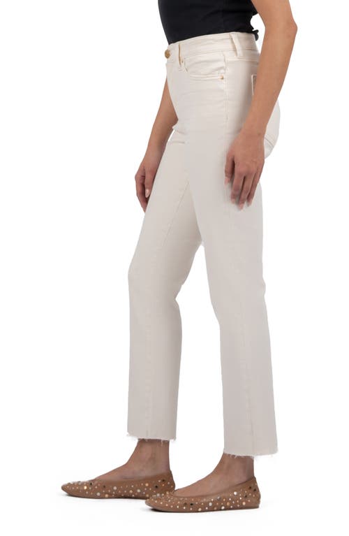 Kut From The Kloth Reese Fab Ab Raw Hem Ankle Slim Straight Leg Jeans In Ecru