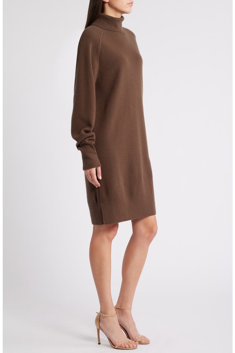 Felindane Turtleneck Long Sleeve Wool & Cashmere Sweater Dress, Alternate, color, MARSHLAND GREEN