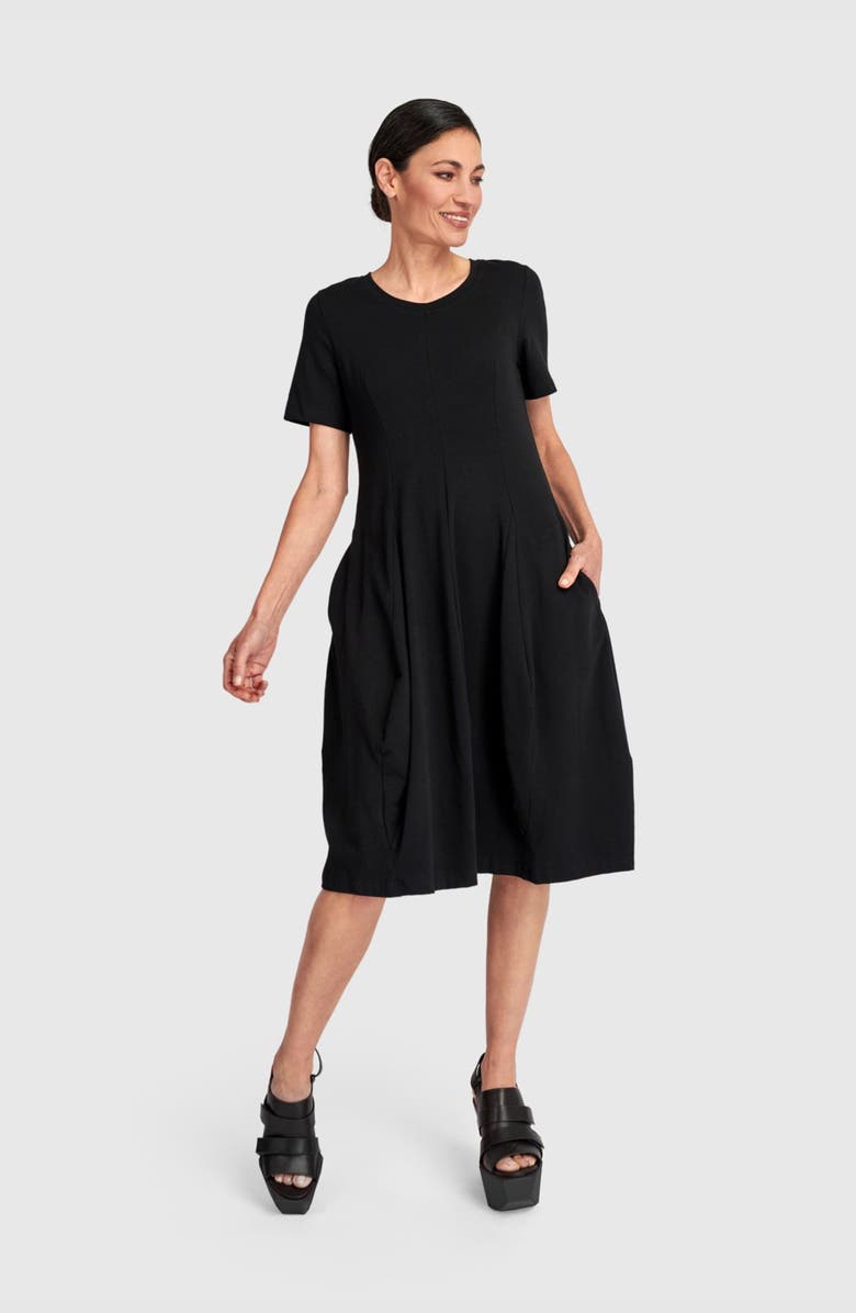 Alembika Staple Short Sleeve Dress, Alternate, color, Black