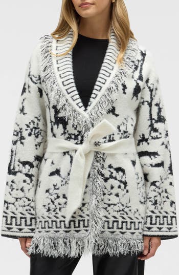 Nvlt Fringed Eyelash Sweater Coat In White