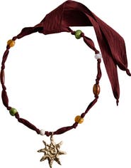 MANGO Beaded Sun Pendant Necklace