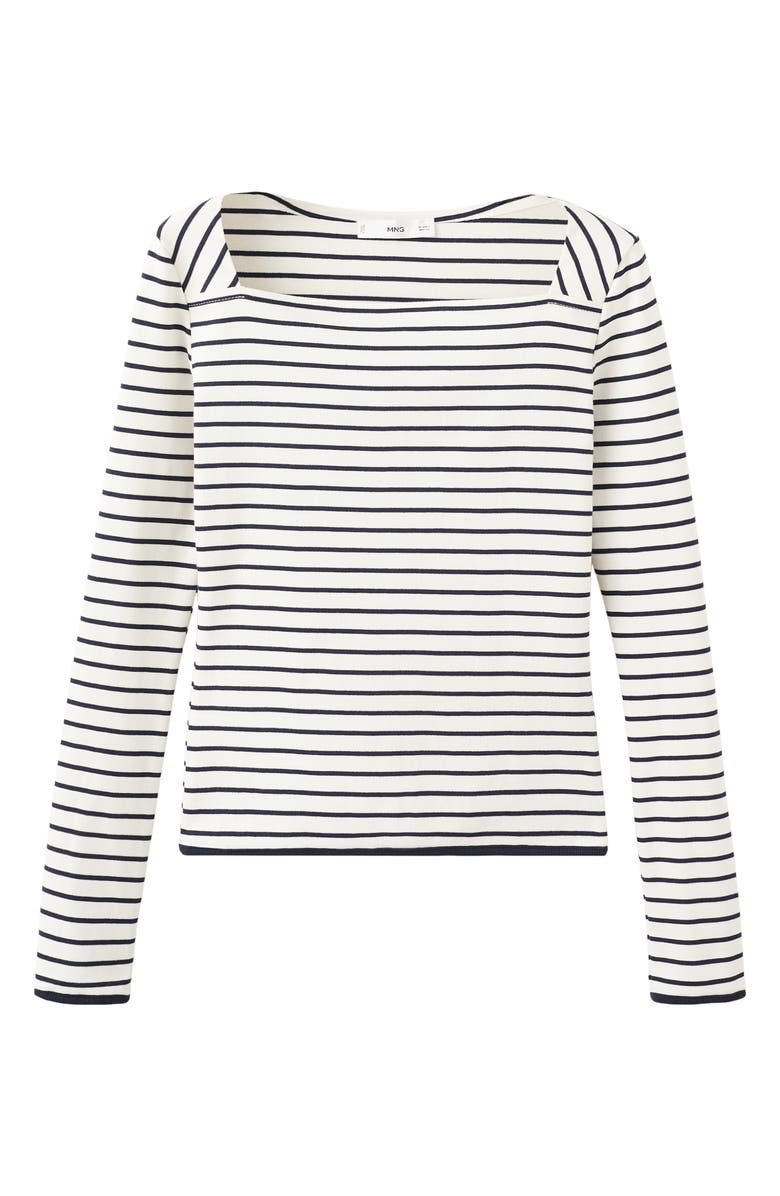 MANGO Boat Neck Cotton T-Shirt, Alternate, color, Off White