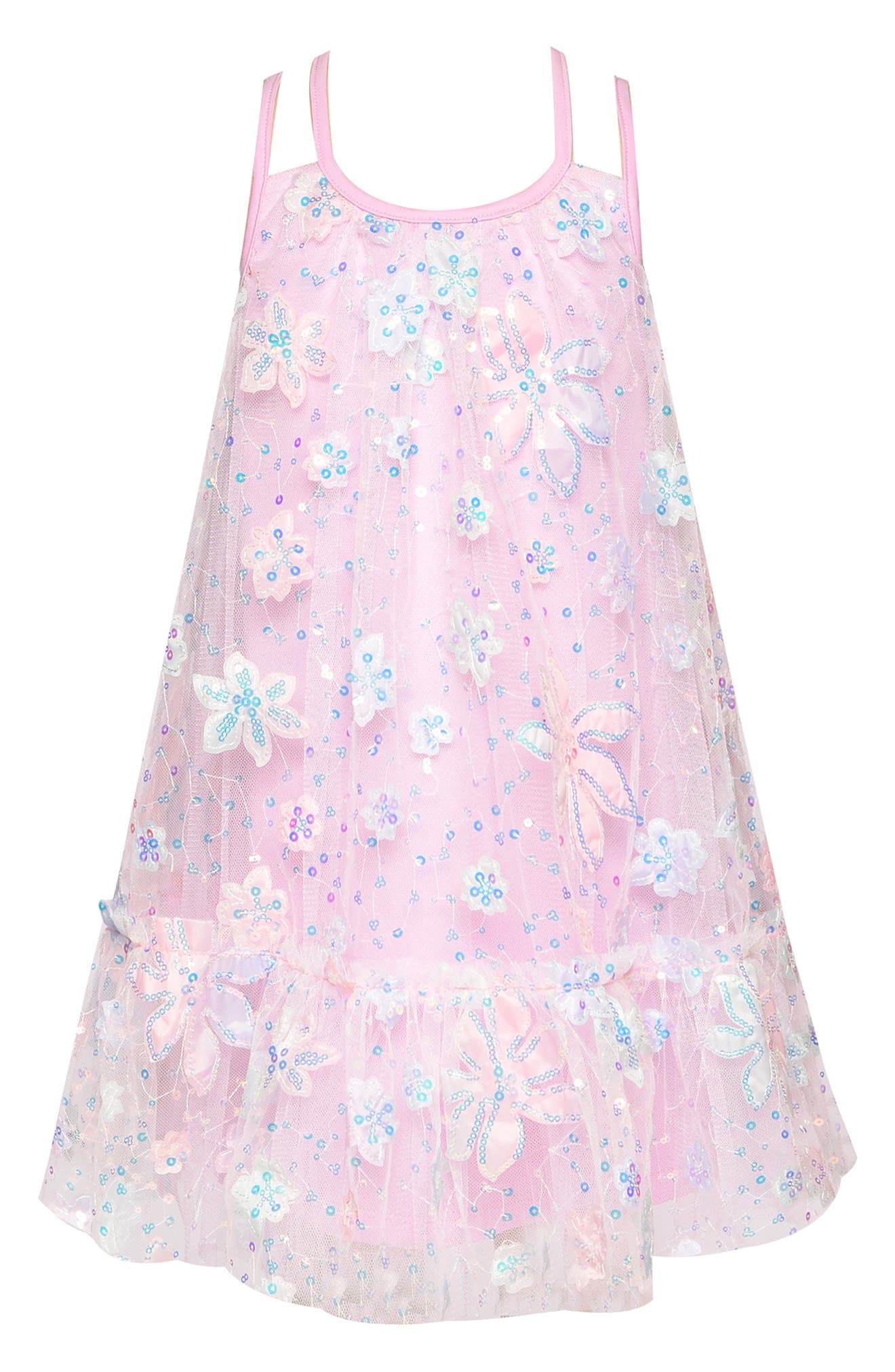 Kids' Flower and Sequin Mesh Dress