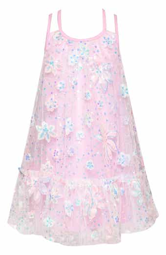 Kids' Flower and Sequin Mesh Dress