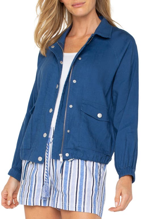 Liverpool Los Angeles Raglan Sleeve Linen Blend Jacket In Goddess Blue
