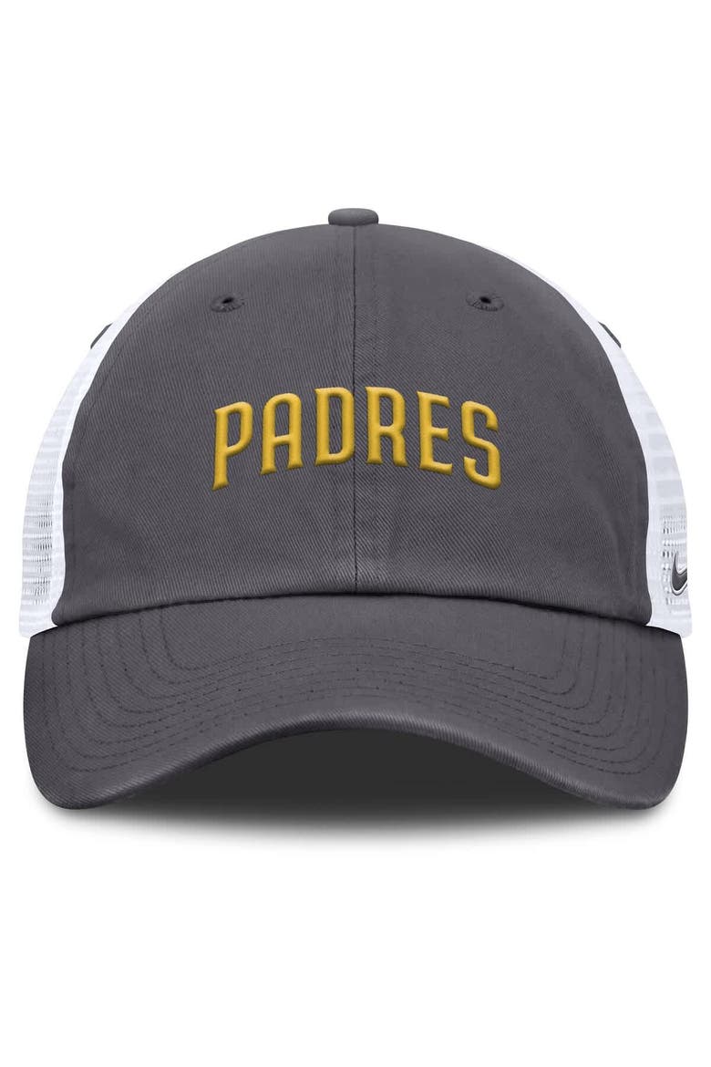 Men's Nike Gray San Diego Padres Wordmark Club Adjustable Trucker Hat, Alternate, color, Gray