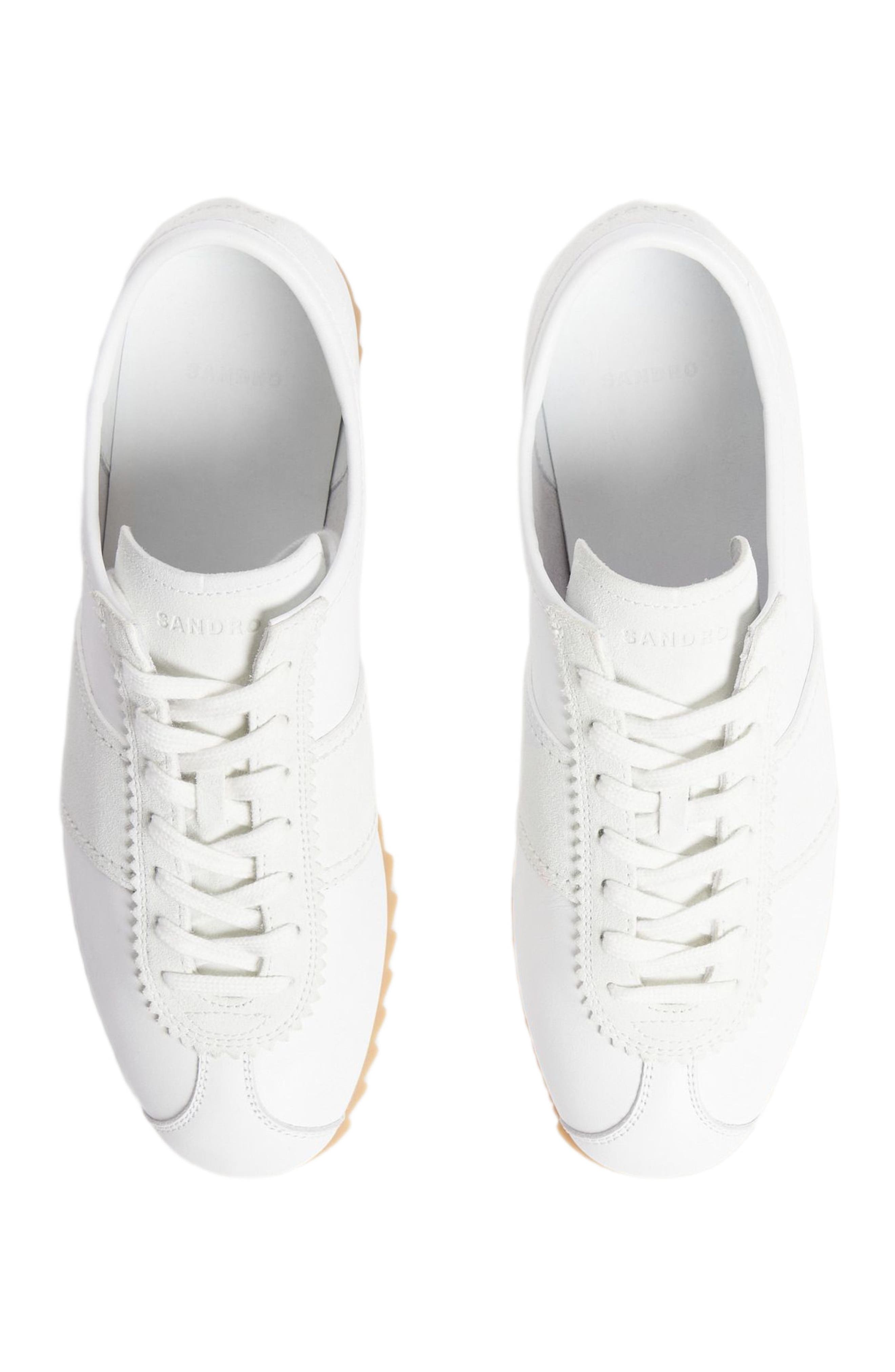 SANDRO Leather running trainers, Alternate, color, White