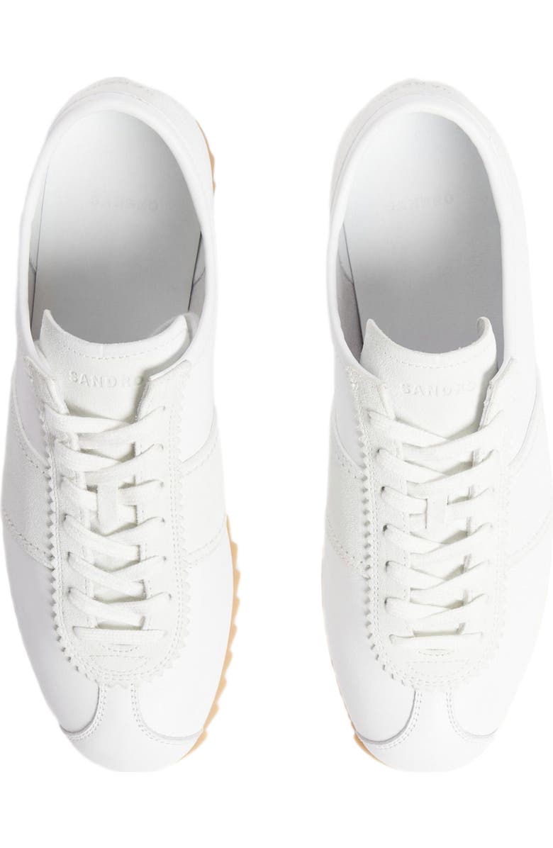 SANDRO Leather running trainers, Alternate, color, White