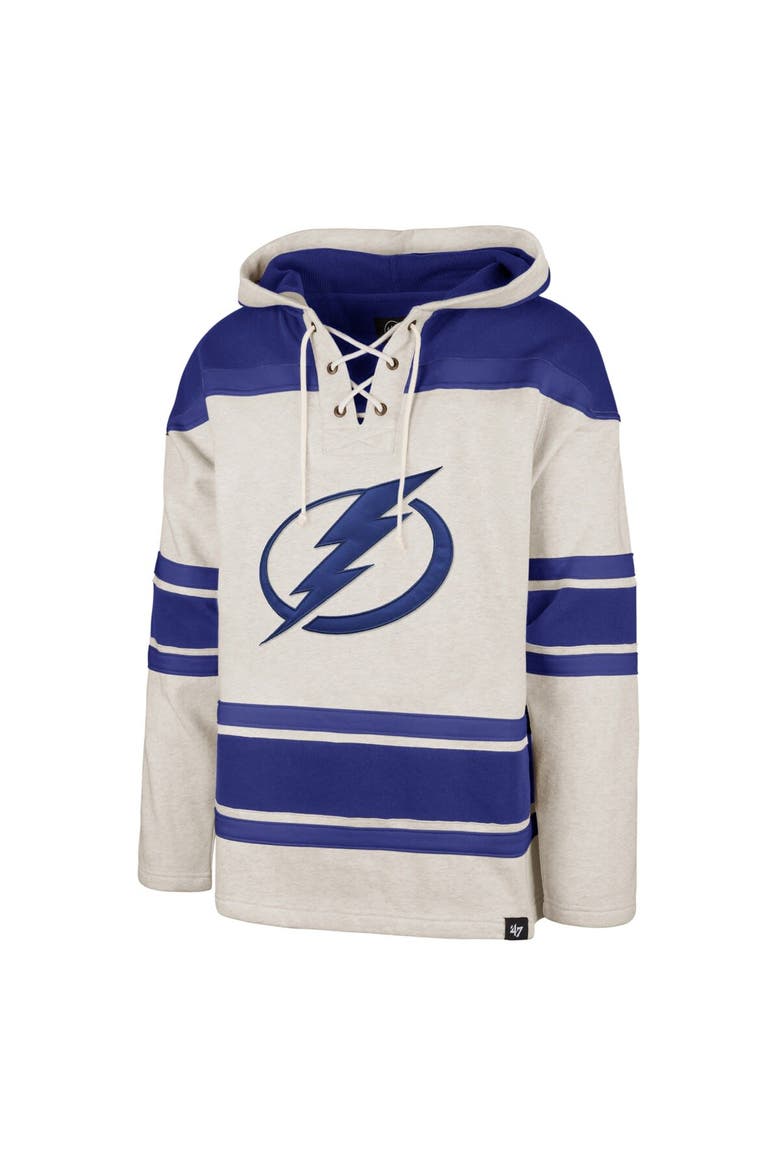 Men's '47 Oatmeal Tampa Bay Lightning Rockaway Lace-Up Pullover Hoodie, Alternate, color, Oatmeal